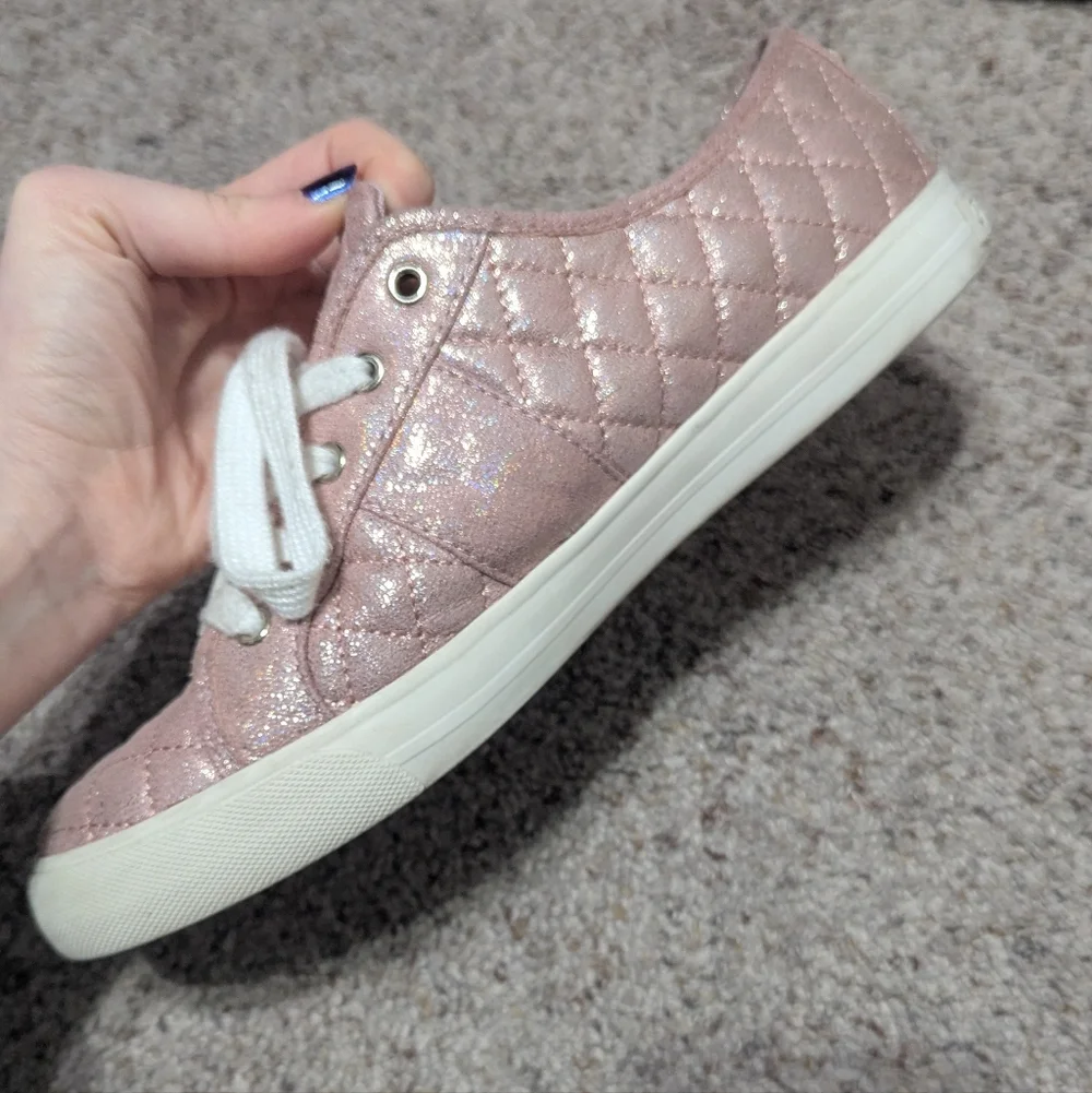 G by Guess Shimmering Pink Quilted Sneakers